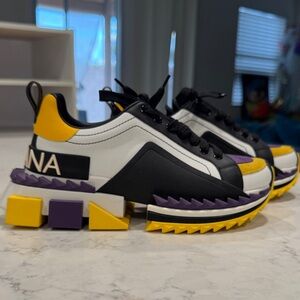 Dolce & Gabbana Black, Yellow, and Purple Sneakers